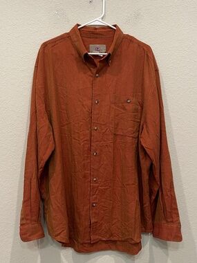 Territory Ahead Button Down Shirt Men's XL Orange Silk Wool Cotton Long Sleeve